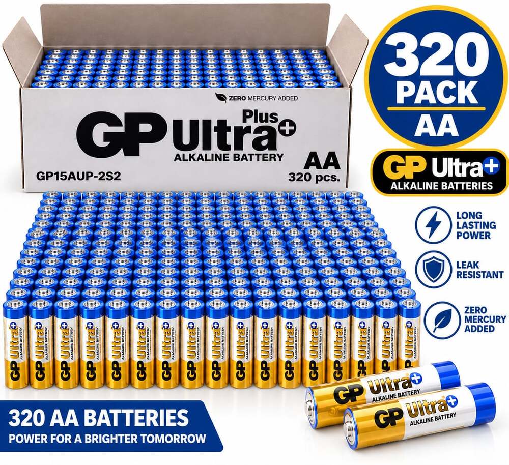GP Batteries Ultra Plus Alkaline AA Batteries 320 Pack